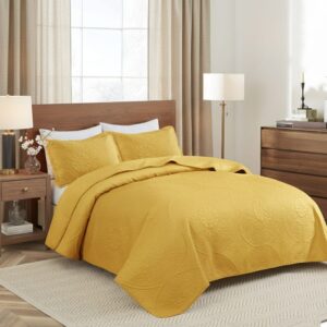 Quilt Bedding Set Floral Bedspread (OCHRE)